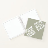 Scroll Damask Kunst I Wit op Groen Notitieboek (Binnen)