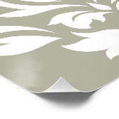 Scroll Damask Kunst I Wit op Groen Perfect Poster (Hoek)
