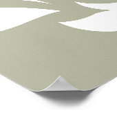 Scroll Damask Kunst I Wit op Groen Poster (Hoek)