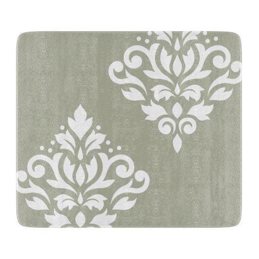 Scroll Damask Kunst I Wit op Groen Snijplank (Voorkant)