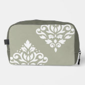 Scroll Damask Kunst I Wit op Groen Toilettasje (Voorkant)