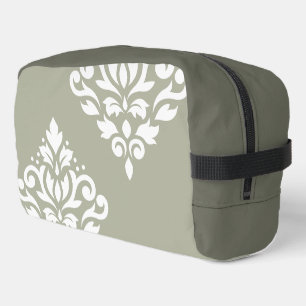 Scroll Damask Kunst I Wit op Groen Toilettasje