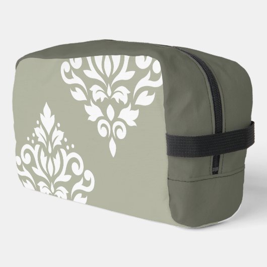 Scroll Damask Kunst I Wit op Groen Toilettasje (Linkerhoek)