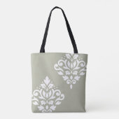 Scroll Damask Kunst I Wit op Groen Tote Bag (Achterkant)