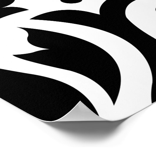 Scroll Damask Large Design Black op White Poster (Hoek)