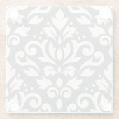 Scroll Damask Large Design Cream op Grey Glazen Onderzetter (Achterkant)