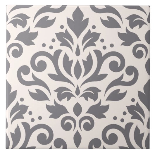 Scroll Damask Large Design Grey op Cream Tegeltje (Voorkant)