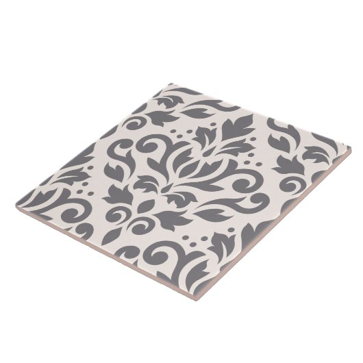 Scroll Damask Large Design Grey op Cream Tegeltje (Zijkant)