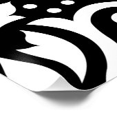 Scroll Damask Large Design White op Black Perfect Poster (Hoek)