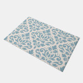 Scroll Damask Large Pattern Blue op Cream Deurmat (Schuin)