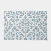 Scroll Damask Large Pattern Blue op Cream Deurmat (Voorkant)