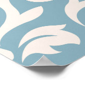 Scroll Damask Large Pattern Cream op Blue Poster (Hoek)