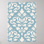 Scroll Damask Large Pattern Cream op Blue Poster (Voorkant)