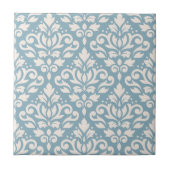 Scroll Damask Large Pattern Cream op Blue Tegeltje (Voorkant)