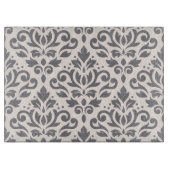 Scroll Damask Large Pattern Grey op Cream Snijplank (Voorkant)