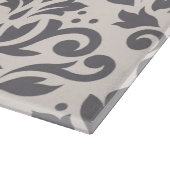 Scroll Damask Large Pattern Grey op Cream Snijplank (Hoek)