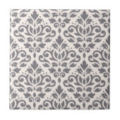 Scroll Damask Large Pattern Grey op Cream Tegeltje (Voorkant)