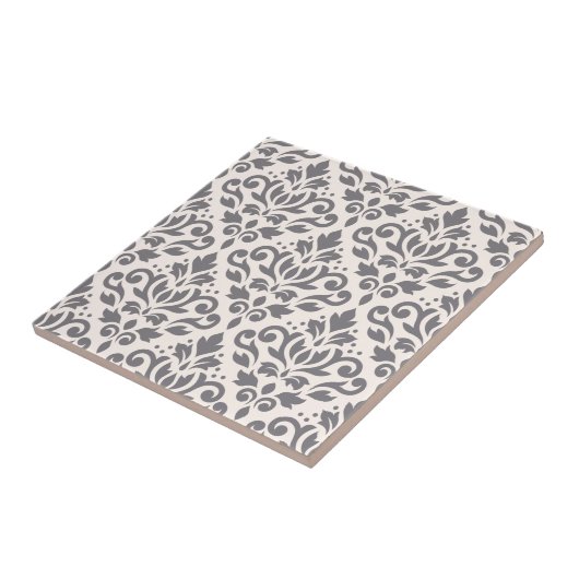 Scroll Damask Large Pattern Grey op Cream Tegeltje (Zijkant)