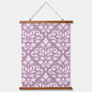 Scroll Damask Large Pattern Pink on Mauve Hangend Wandkleed