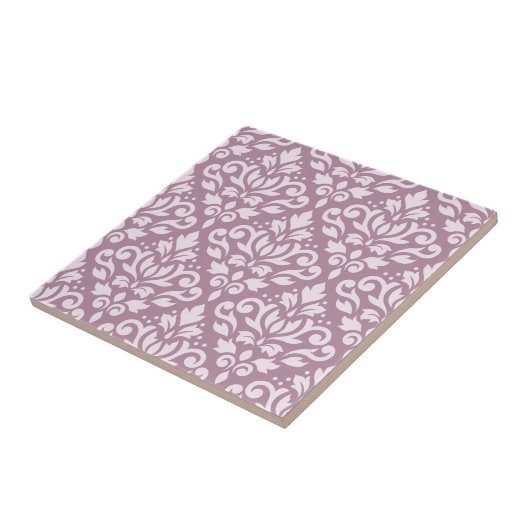 Scroll Damask Large Pattern Pink on Mauve Tegeltje (Zijkant)