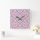 Scroll Damask Large Pattern Pink on Mauve Vierkante Klok (Huis)
