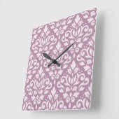 Scroll Damask Large Pattern Pink on Mauve Vierkante Klok (Hoek)