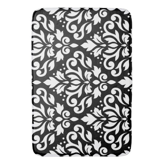 Scroll Damask Large Pattern White op Black Badmat (Voorkant Verticaal)