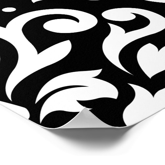 Scroll Damask Large Pattern White op Black Poster (Hoek)