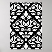 Scroll Damask Large Pattern White op Black Poster (Voorkant)