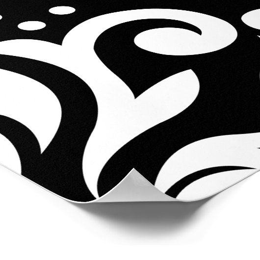 Scroll Damask Large Pattern White op Black Poster (Hoek)