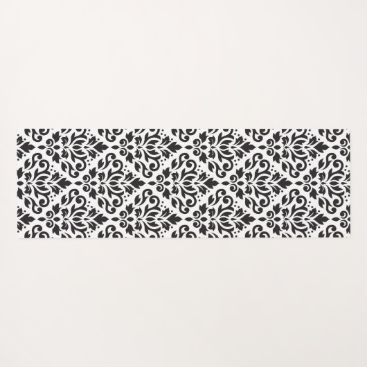 Scroll Damask LG Patroon Zwart op Wit Yogamat (Achterkant (horizontaal))