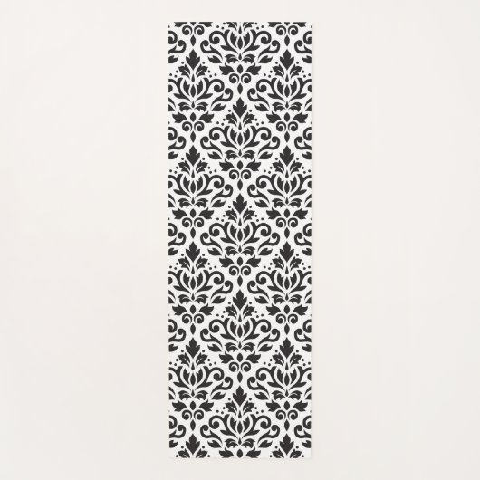 Scroll Damask LG Patroon Zwart op Wit Yogamat (Voorkant)