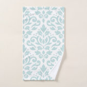 Scroll Damask Lg Ptn Lt Duck Egg Blue op White Bad Handdoek (Handdoek)