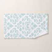 Scroll Damask Lg Ptn Lt Duck Egg Blue op White Bad Handdoek (Handdoek)