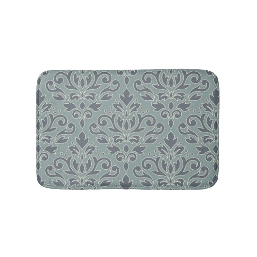 Scroll Damask LG PTN (omtrek) Cream Blues Blauwgro Badmat (Voorkant)