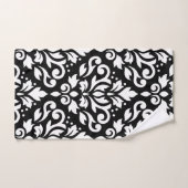 Scroll Damask Lg Ptn White op Black Handdoek (Handdoek)