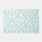 Scroll Damask Lg Ptn White op Duck Egg Blue Deurmat (Voorkant)