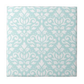 Scroll Damask Lg Ptn White op Duck Egg Blue Tegeltje (Voorkant)