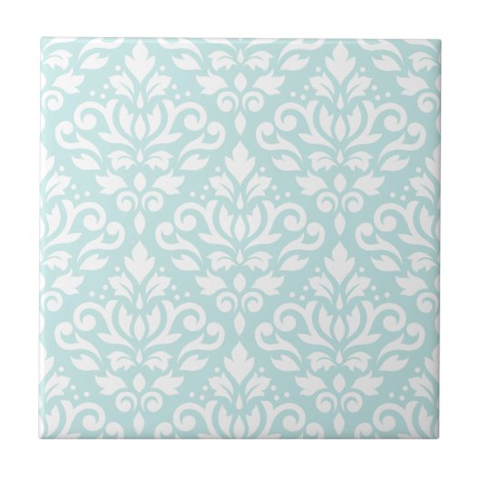 Scroll Damask Lg Ptn White op Duck Egg Blue Tegeltje (Voorkant)