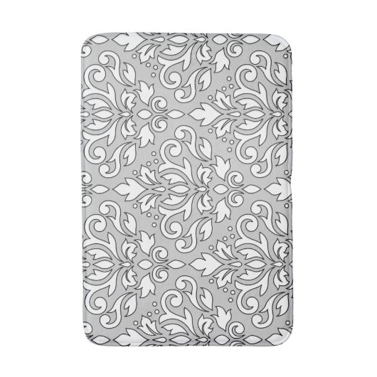 Scroll Damask LG PTN Wit (Zwarte lijn) Grijs Badmat (Voorkant Verticaal)