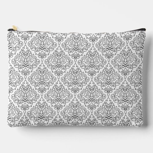 Scroll Damask Line Pattern Zwart op Wit Etui (Voorkant)