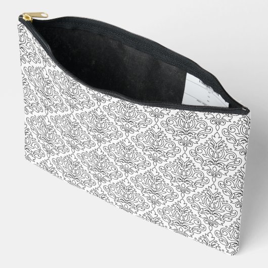 Scroll Damask Line Pattern Zwart op Wit Etui (Open)