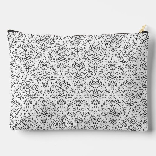 Scroll Damask Line Pattern Zwart op Wit Etui (Achterkant)