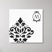 Scroll Damask Off-set I (Initiaal ) BW Canvas Afdruk (Voorkant)