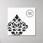 Scroll Damask Off-set I (Initiaal) BW Canvas Afdruk (Voorkant)