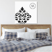 Scroll Damask Off-set I (Initiaal) BW Canvas Afdruk (Insitu (Slaapkamer))
