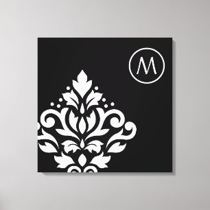 Scroll Damask Off-set I (Initiaal) WB Canvas Afdruk