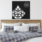 Scroll Damask Off-set I (Initiaal) WB Canvas Afdruk (Insitu (Slaapkamer))