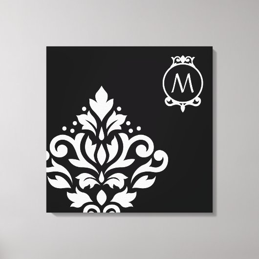 Scroll Damask Off-set I (Initiaal ) WB Canvas Afdruk (Voorkant)