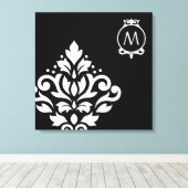 Scroll Damask Off-set I (Initiaal ) WB Canvas Afdruk (Insitu (Houten vloer))